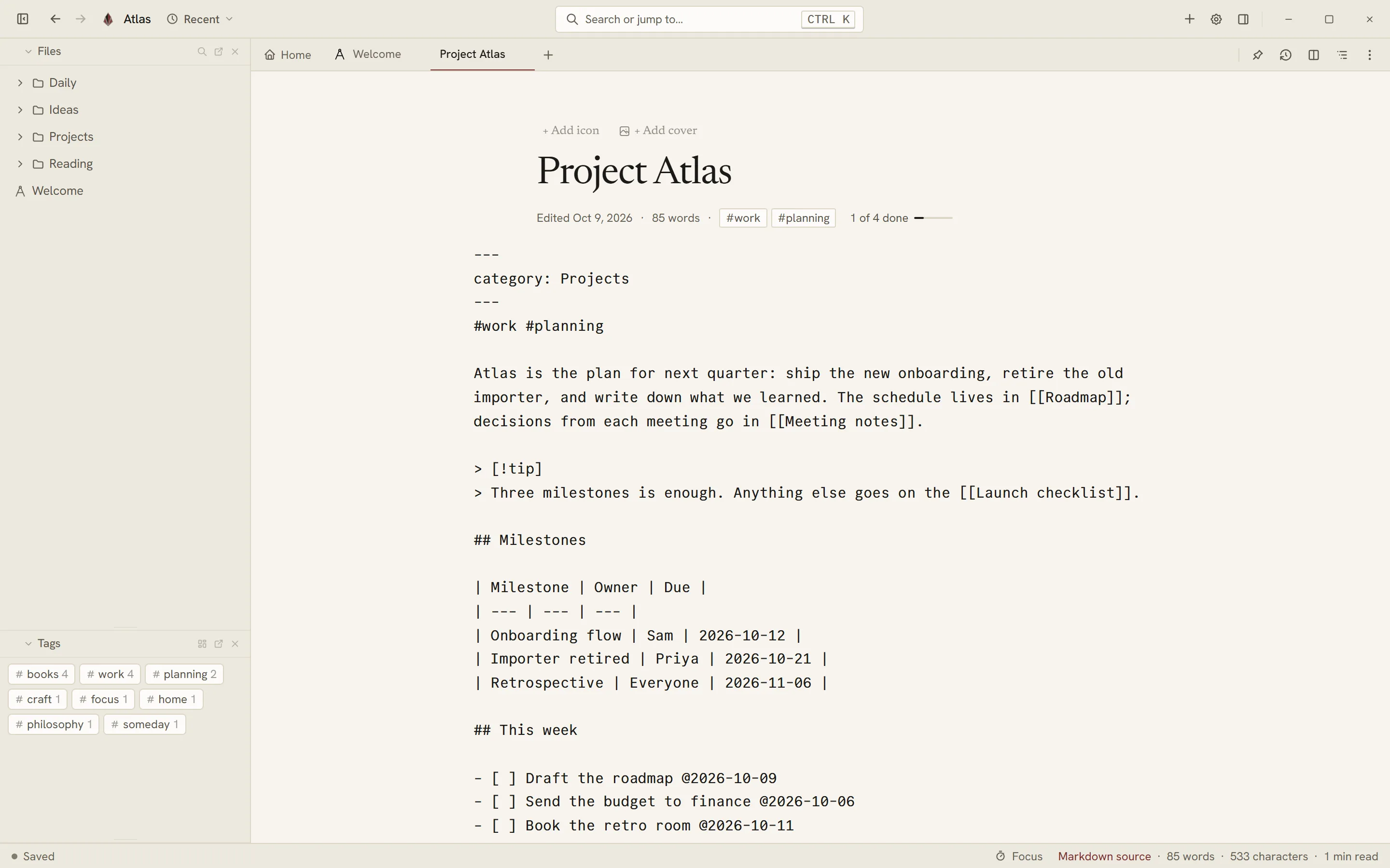 Raw Markdown view
